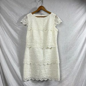 Eliza J Regal Collection Lace Tiered Sheath Cocktail Party Dress Womens 10 White